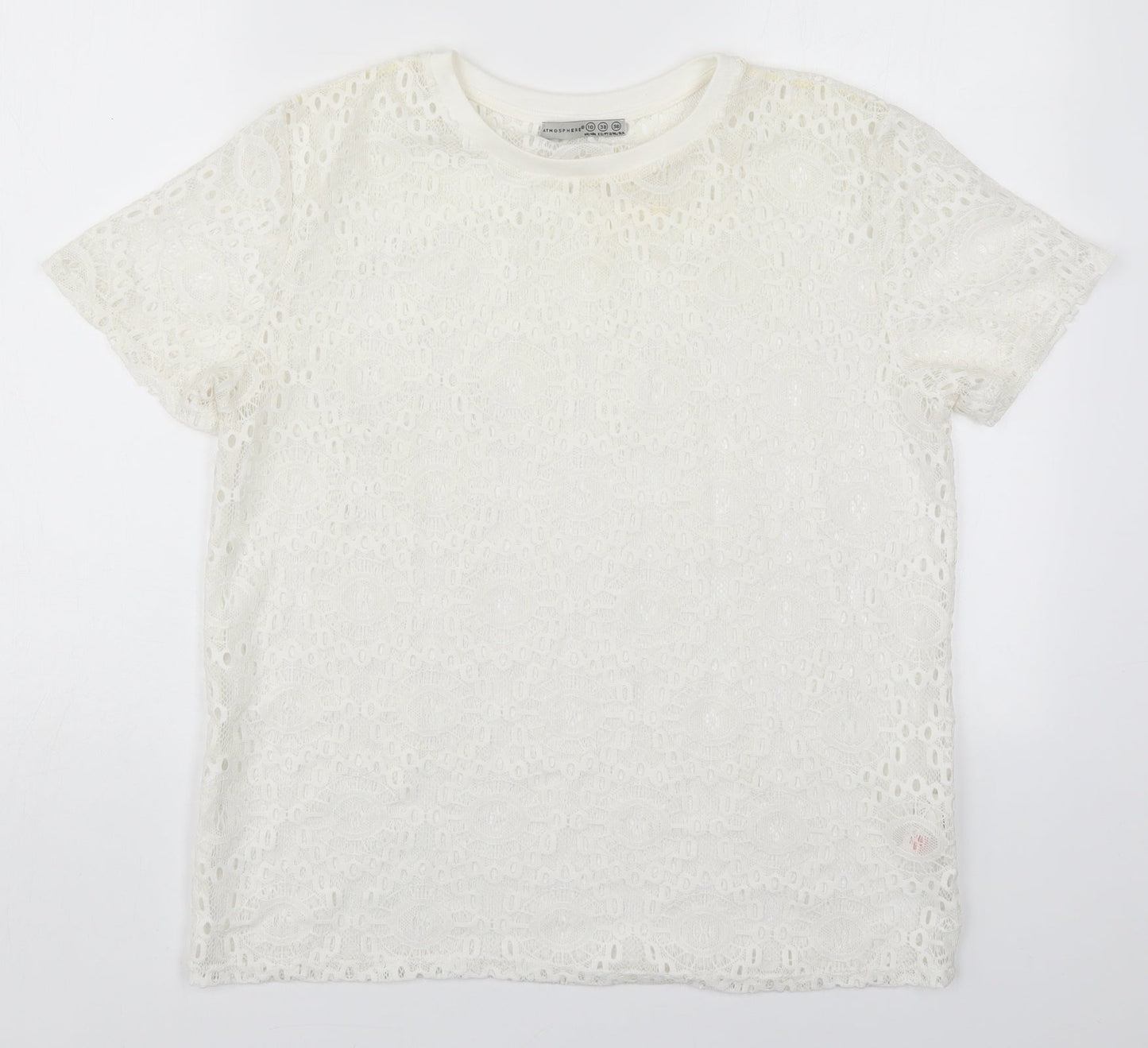 Atmosphere Womens White  Polyester Basic T-Shirt Size 10 Round Neck