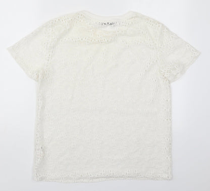 Atmosphere Womens White  Polyester Basic T-Shirt Size 10 Round Neck