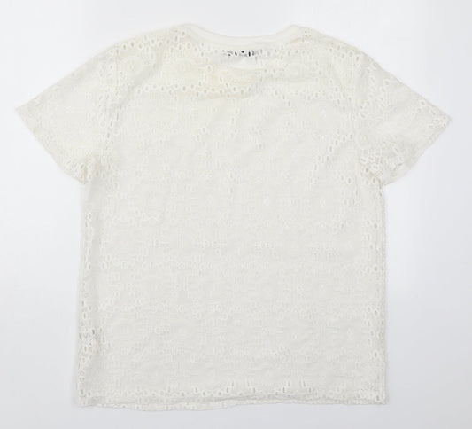 Atmosphere Womens White  Polyester Basic T-Shirt Size 10 Round Neck