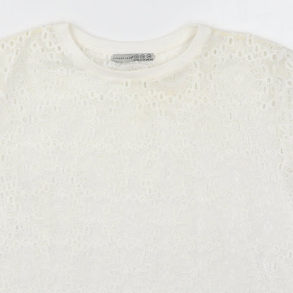 Atmosphere Womens White  Polyester Basic T-Shirt Size 10 Round Neck