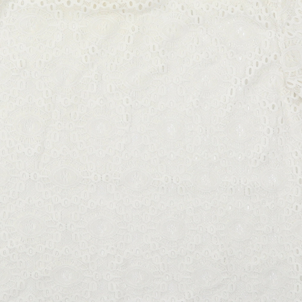 Atmosphere Womens White  Polyester Basic T-Shirt Size 10 Round Neck