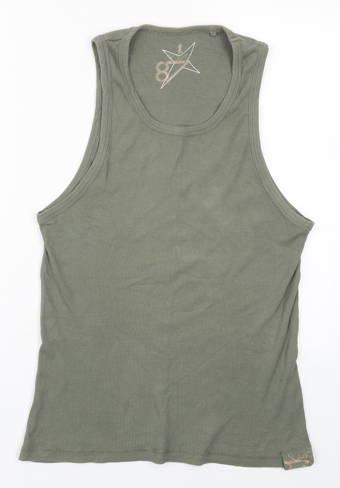 Soviet Jeans Womens Green  Cotton Basic Tank Size L Round Neck