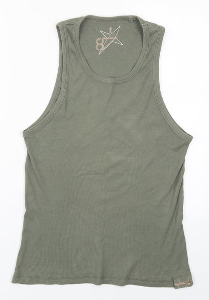 Soviet Jeans Womens Green  Cotton Basic Tank Size L Round Neck