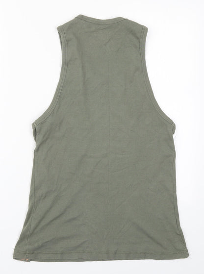 Soviet Jeans Womens Green  Cotton Basic Tank Size L Round Neck