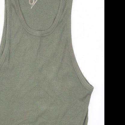 Soviet Jeans Womens Green  Cotton Basic Tank Size L Round Neck