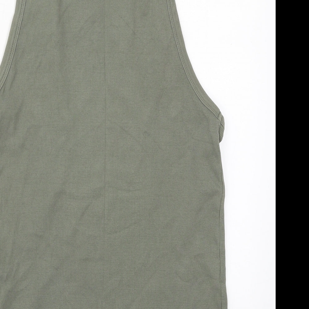 Soviet Jeans Womens Green  Cotton Basic Tank Size L Round Neck