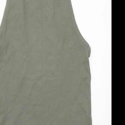 Soviet Jeans Womens Green  Cotton Basic Tank Size L Round Neck
