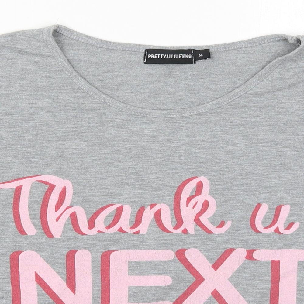 Womens UK Size M PRETTYLITTLETHING Grey Basic T-Shirt