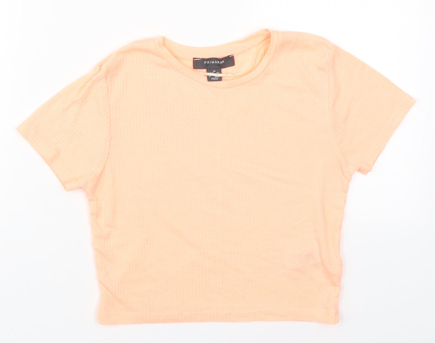 Primark Womens Orange  Polyester Basic T-Shirt Size 6 Round Neck