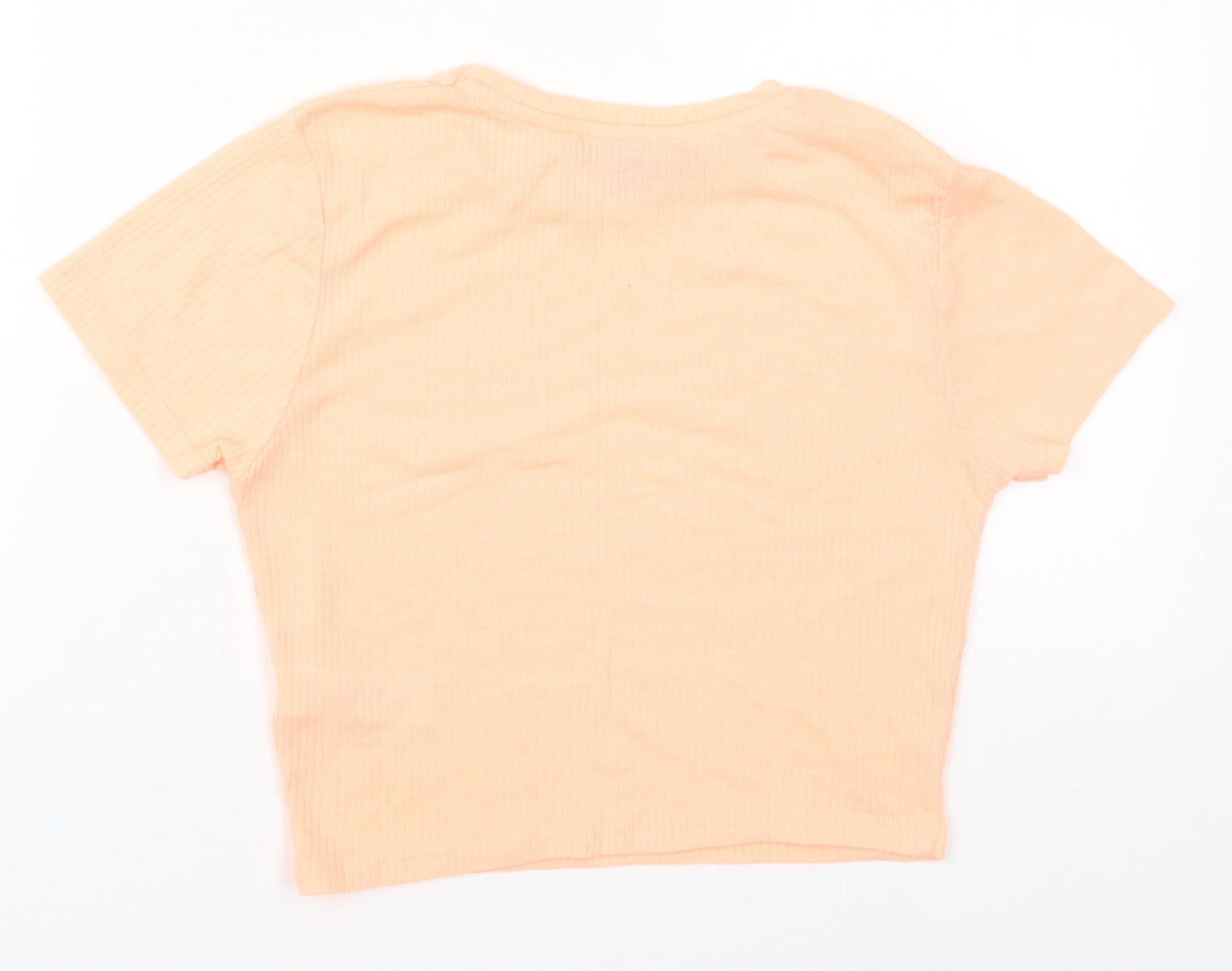 Primark Womens Orange  Polyester Basic T-Shirt Size 6 Round Neck