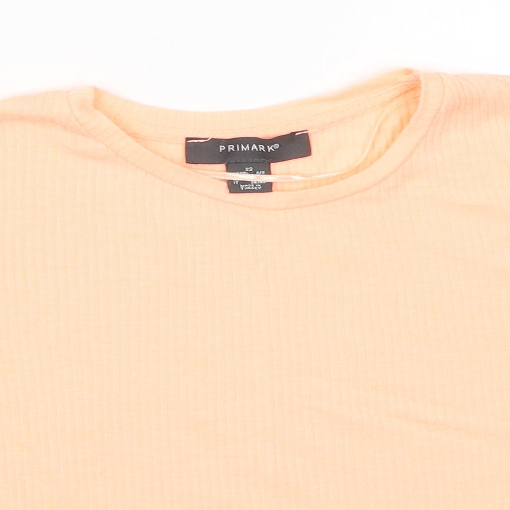 Primark Womens Orange  Polyester Basic T-Shirt Size 6 Round Neck