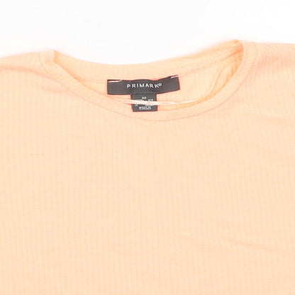 Primark Womens Orange  Polyester Basic T-Shirt Size 6 Round Neck