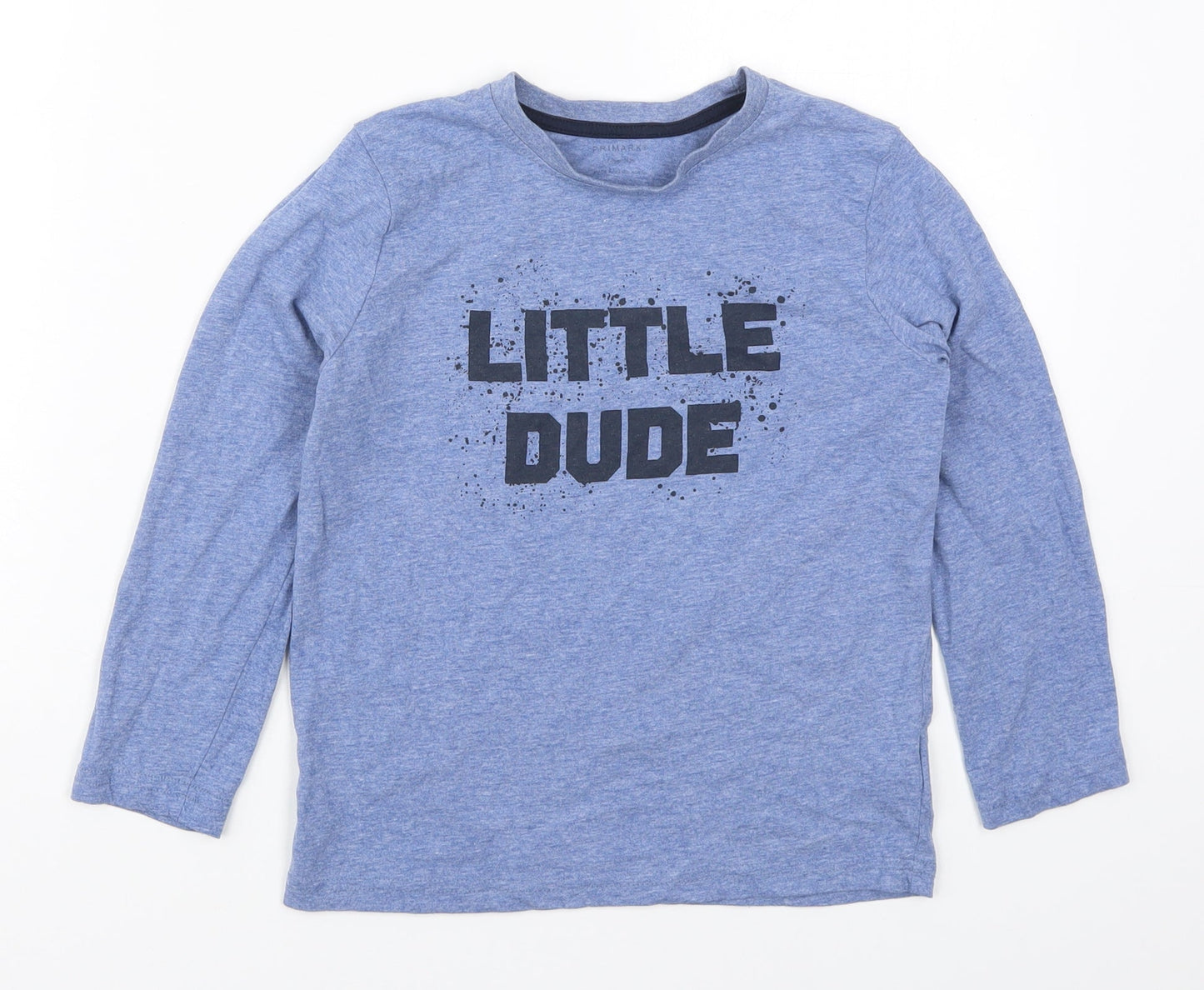 Primark Boys Blue  Cotton Basic T-Shirt Size 7-8 Years Crew Neck Pullover - Little Dude