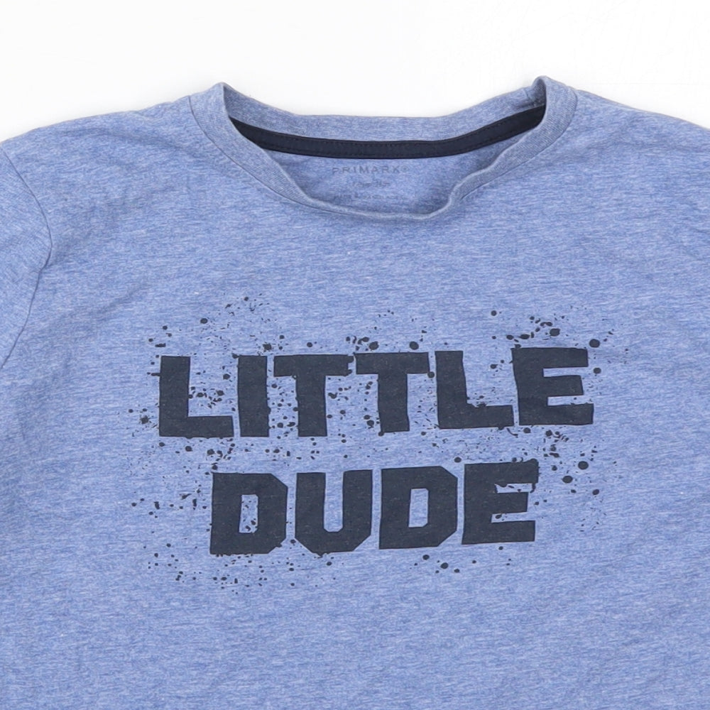 Primark Boys Blue  Cotton Basic T-Shirt Size 7-8 Years Crew Neck Pullover - Little Dude
