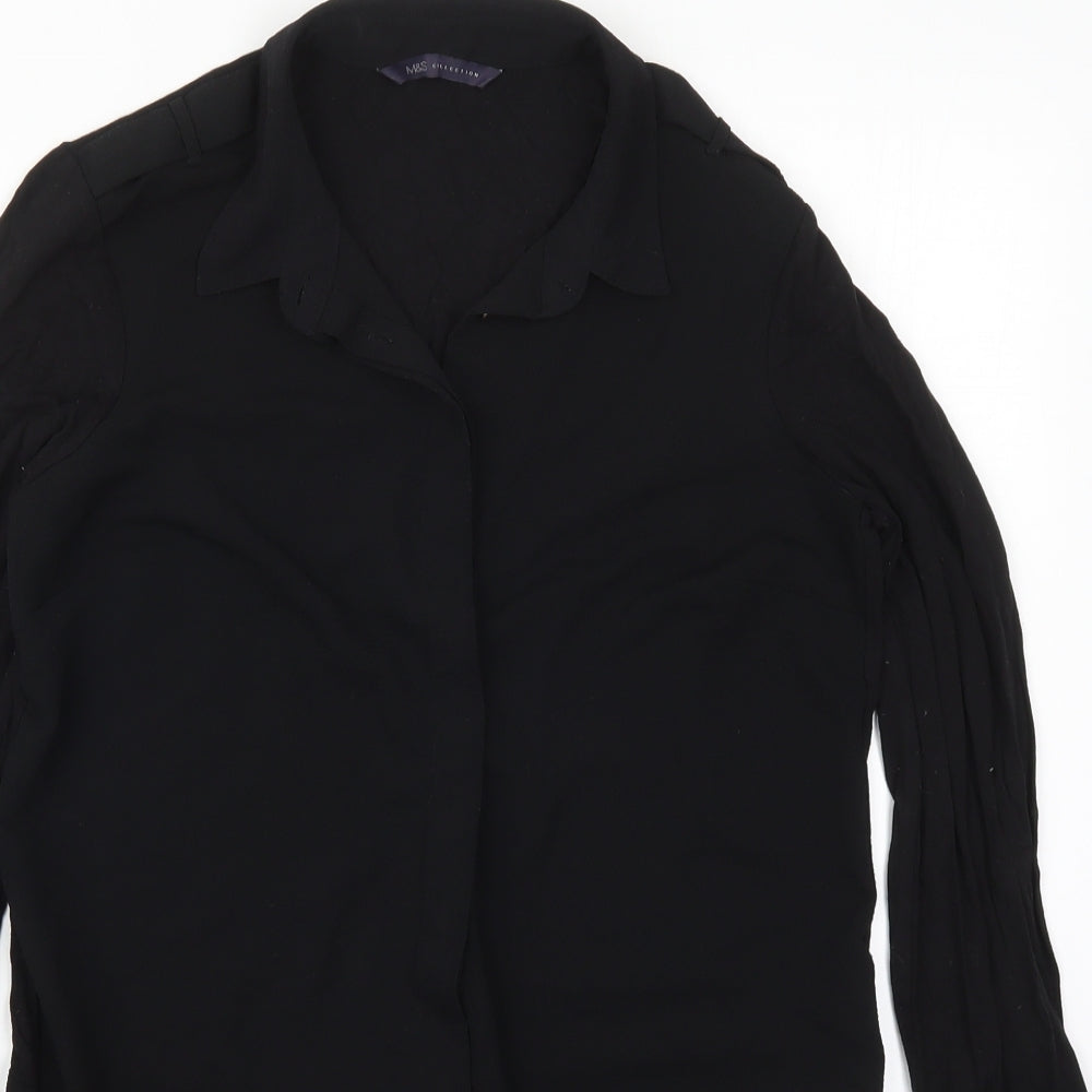 Womens UK Size 8 Marks and Spencer Black Basic Button-Up