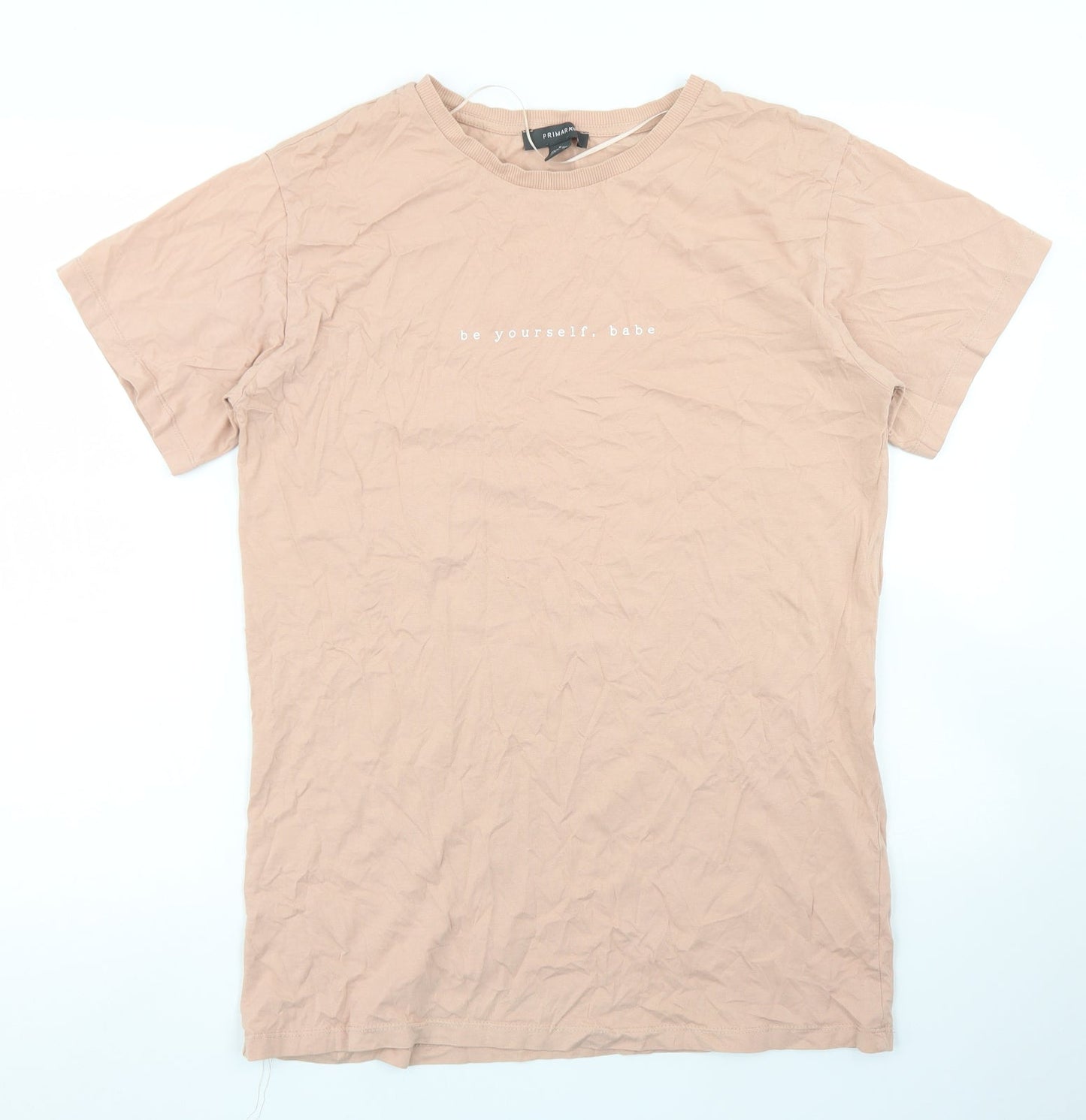 Primark Womens Pink  Cotton Basic T-Shirt Size M Crew Neck