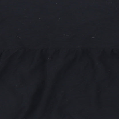 Zara Womens Black  Cotton Cropped T-Shirt Size S Crew Neck - Balloon Sleeve