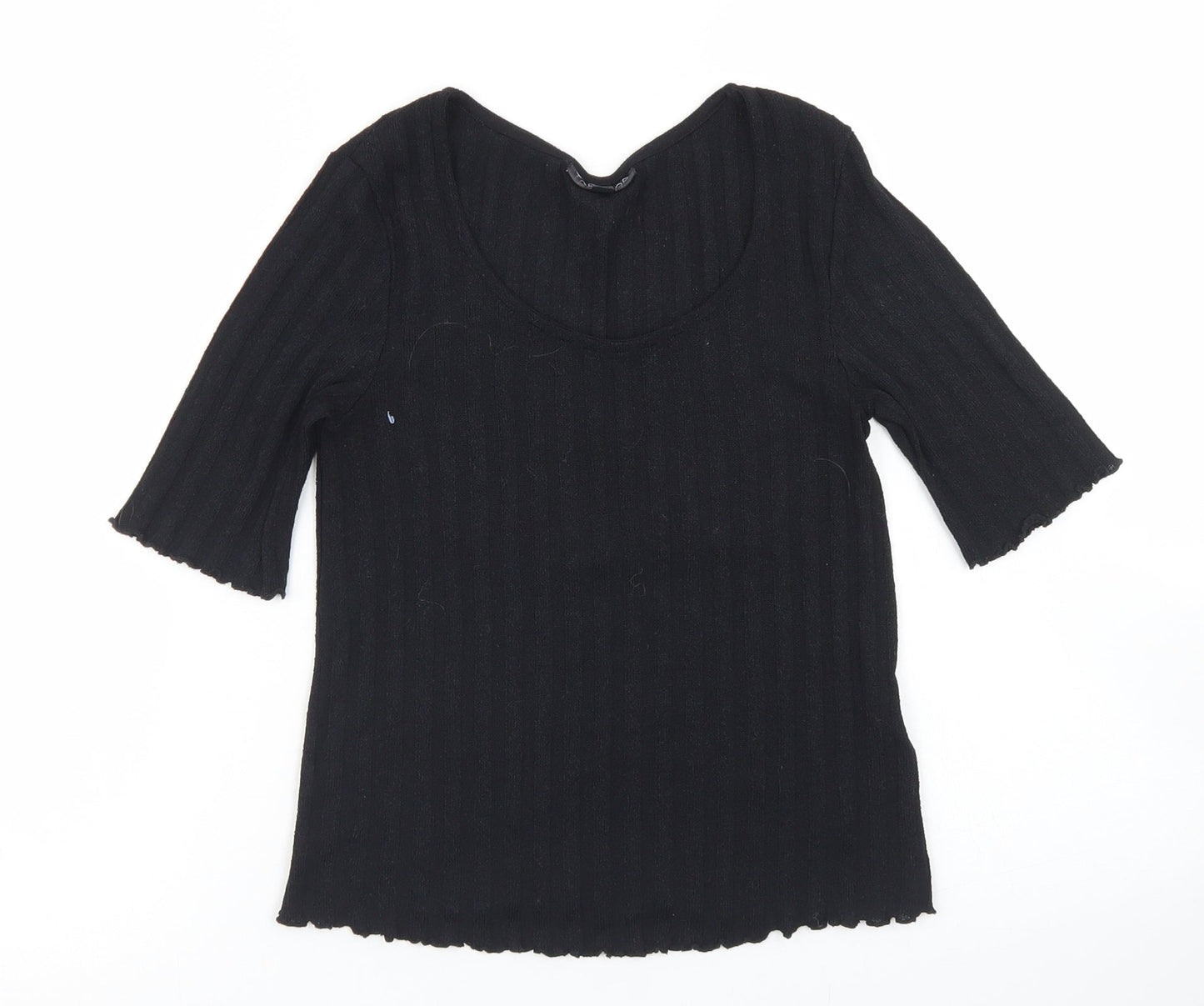 Womens UK Size 6 Topshop Black Cropped T-Shirt