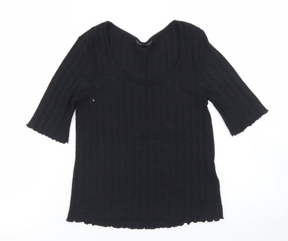 Womens UK Size 6 Topshop Black Cropped T-Shirt
