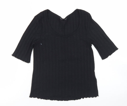 Womens UK Size 6 Topshop Black Cropped T-Shirt