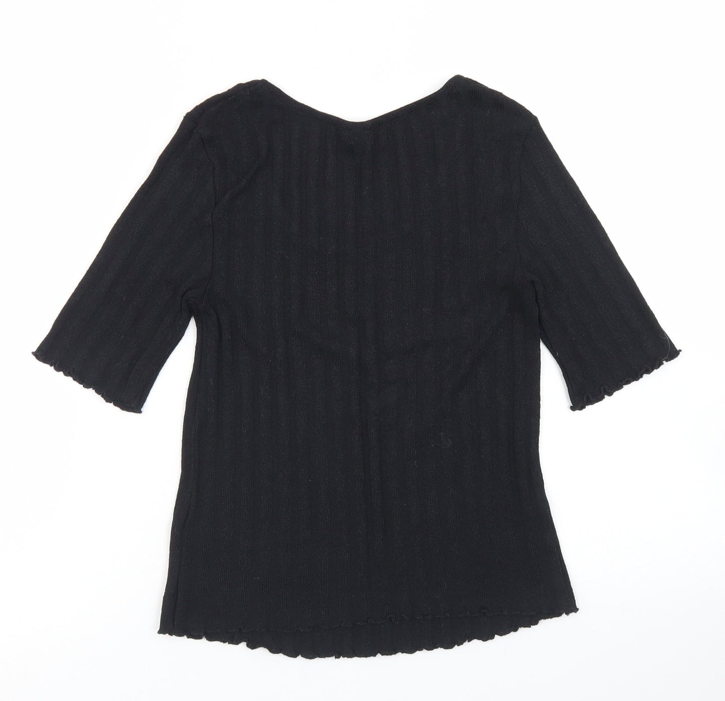 Womens UK Size 6 Topshop Black Cropped T-Shirt
