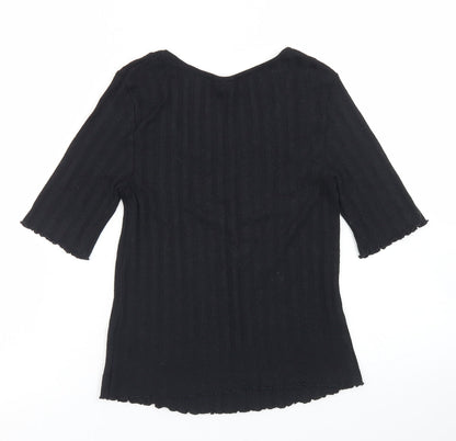 Womens UK Size 6 Topshop Black Cropped T-Shirt