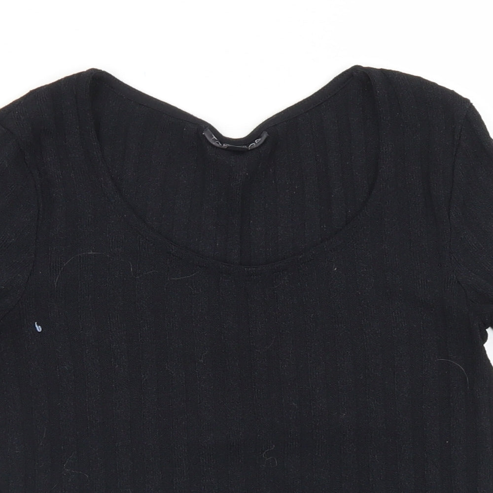 Womens UK Size 6 Topshop Black Cropped T-Shirt