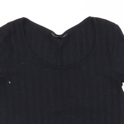 Womens UK Size 6 Topshop Black Cropped T-Shirt