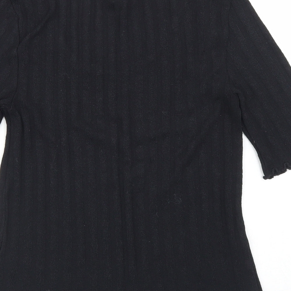 Womens UK Size 6 Topshop Black Cropped T-Shirt