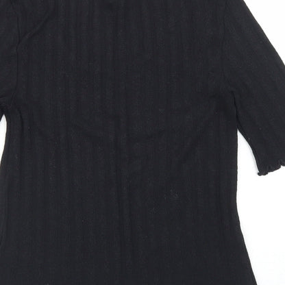 Womens UK Size 6 Topshop Black Cropped T-Shirt
