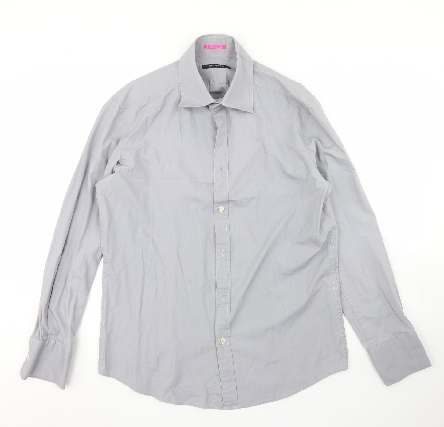 Mens UK Size L Full Circle Grey  Button-Up Long Sleeve Casual Shirt