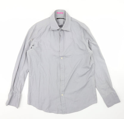 Mens UK Size L Full Circle Grey  Button-Up Long Sleeve Casual Shirt