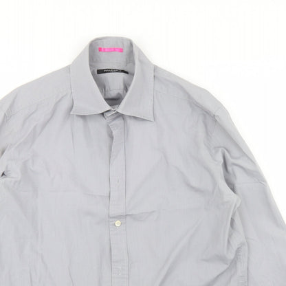 Mens UK Size L Full Circle Grey  Button-Up Long Sleeve Casual Shirt