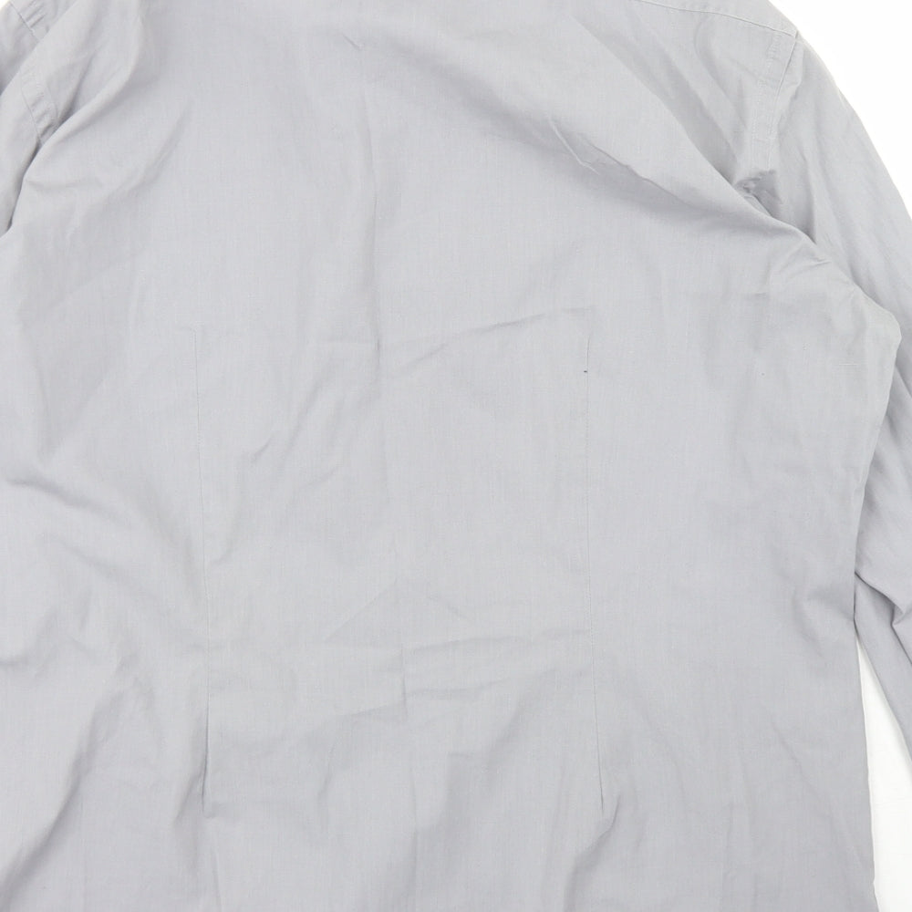 Mens UK Size L Full Circle Grey  Button-Up Long Sleeve Casual Shirt