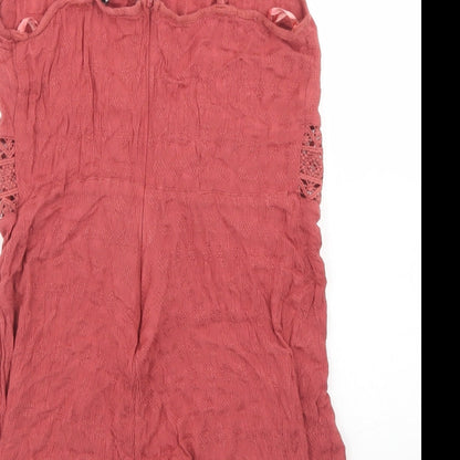 Primark Womens Brown  Viscose Playsuit One-Piece Size 8  Zip - crochet waist detail
