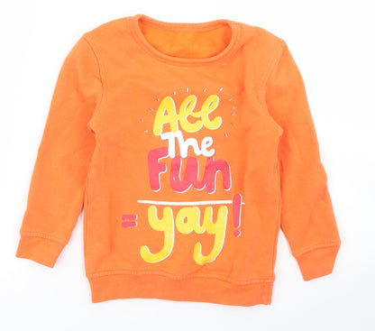 George Boys Orange  Cotton Pullover Sweatshirt Size 4-5 Years