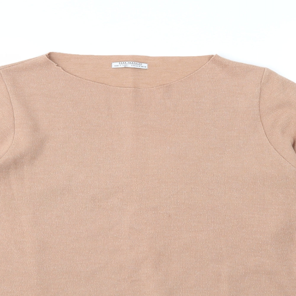 Womens UK Size S Zara Beige Pullover Jumper