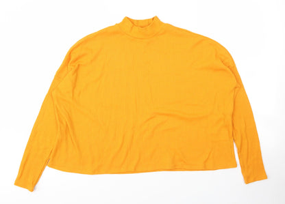H&M Womens Yellow  Polyester Basic Blouse Size S Mock Neck