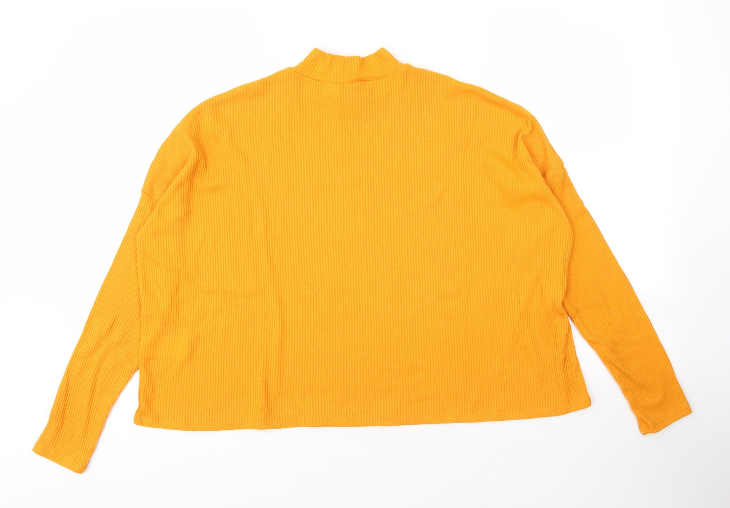 H&M Womens Yellow  Polyester Basic Blouse Size S Mock Neck
