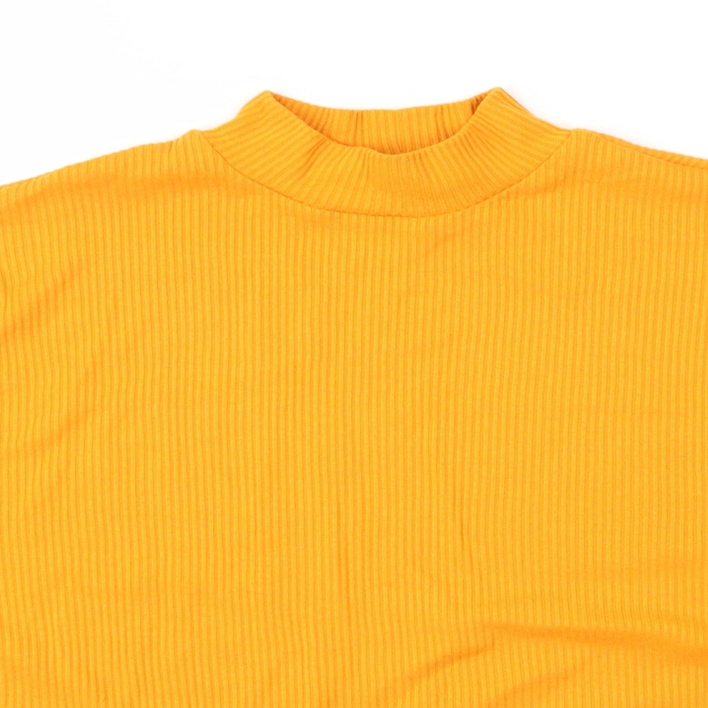 H&M Womens Yellow  Polyester Basic Blouse Size S Mock Neck