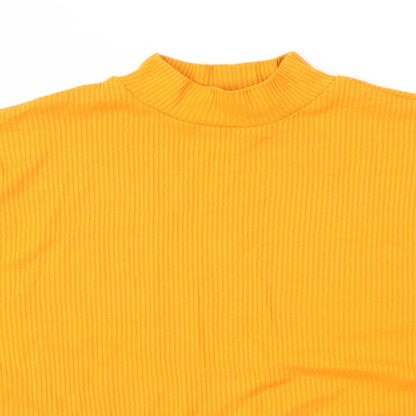 H&M Womens Yellow  Polyester Basic Blouse Size S Mock Neck