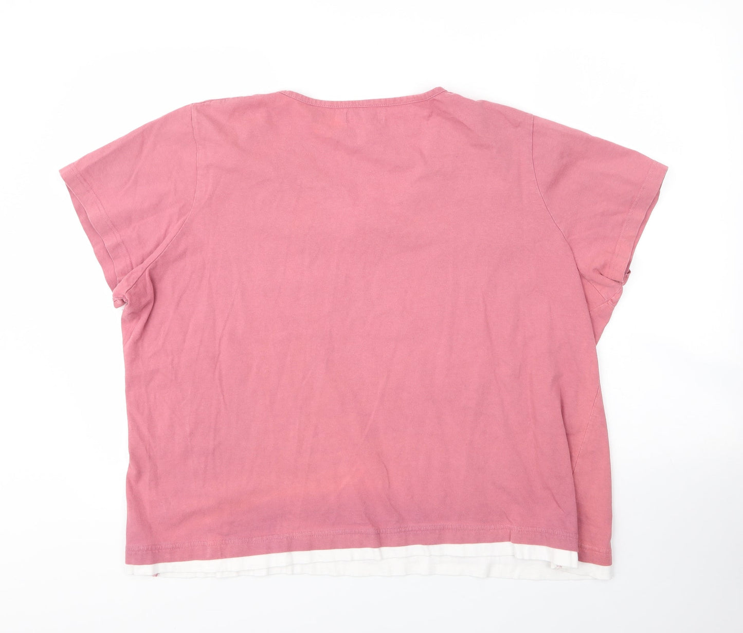 Classics Womens Pink  Cotton Basic Blouse Size 24 V-Neck