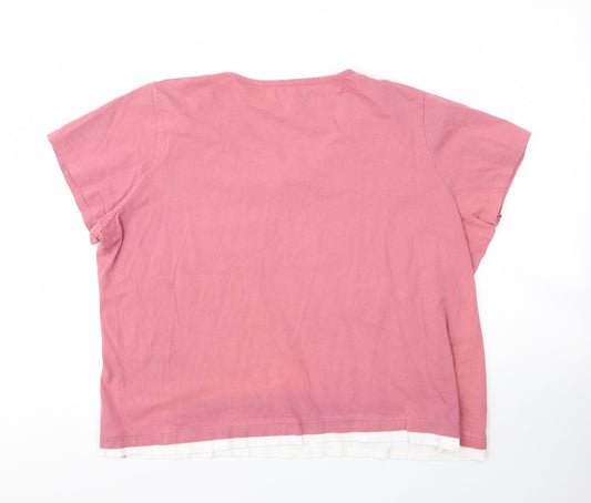 Classics Womens Pink  Cotton Basic Blouse Size 24 V-Neck