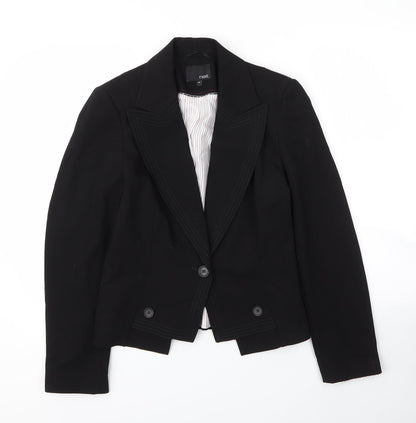 NEXT Womens Black  Vinyl Jacket Blazer Size 12