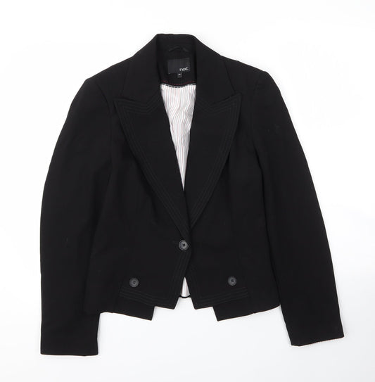 NEXT Womens Black  Vinyl Jacket Blazer Size 12