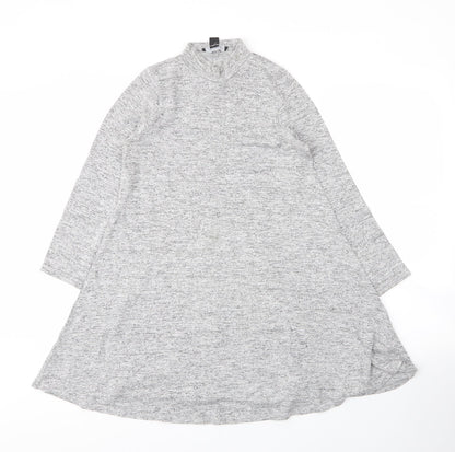 Primark Womens Grey  Viscose Tunic Blouse Size 8 Round Neck