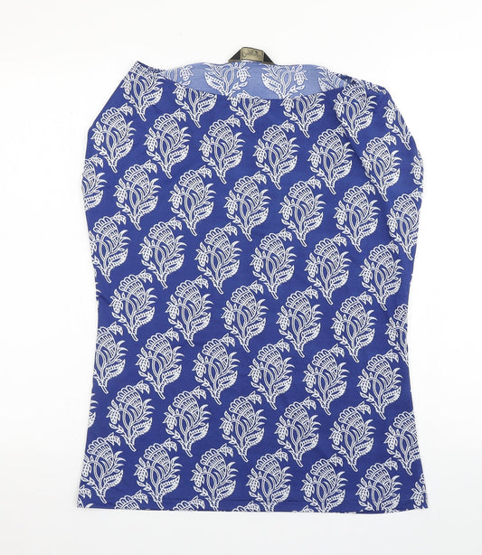 Originals Womens Blue Floral Polyester Basic Blouse Size 12 Round Neck