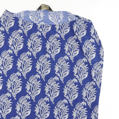 Originals Womens Blue Floral Polyester Basic Blouse Size 12 Round Neck