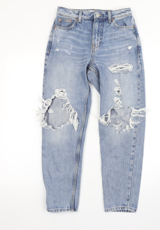 Topshop Womens Blue  Cotton Mom Jeans Size 26 in L28 in Regular
