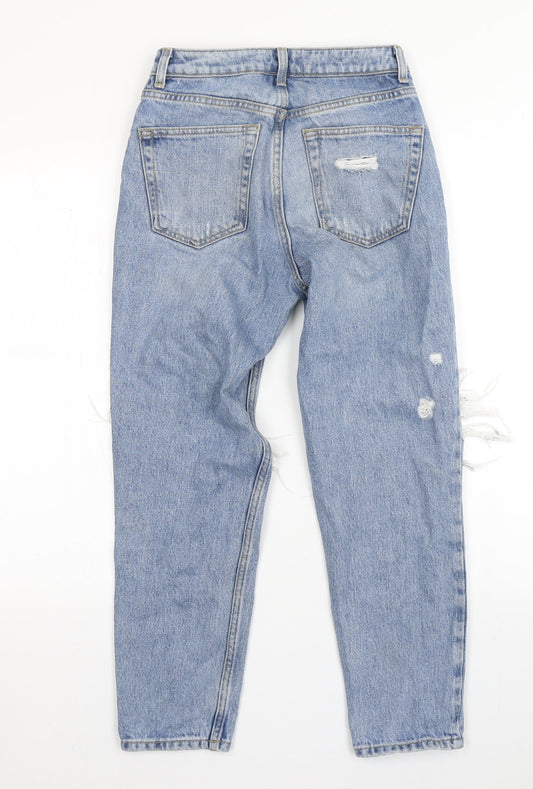 Topshop Womens Blue  Cotton Mom Jeans Size 26 in L28 in Regular